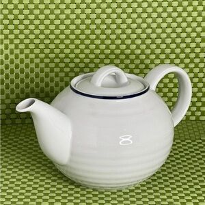 Crate & Barrel Teapot (White with Black Rim)